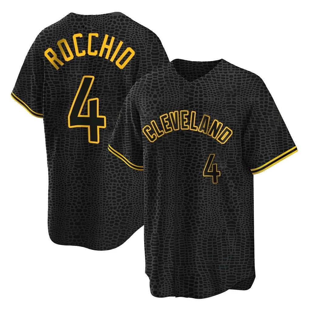 Friene C.Guardians #4 Brayan Rocchio Player Black Snake Skin City Home Game Stitched Jerseys