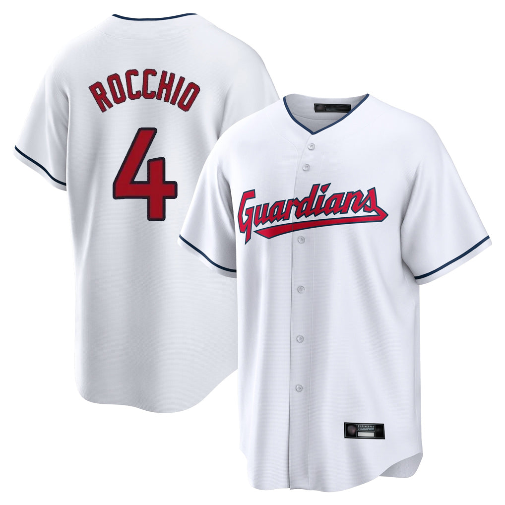 Friene C.Guardians #4 Brayan Rocchio Player White Home Game Stitched Jerseys