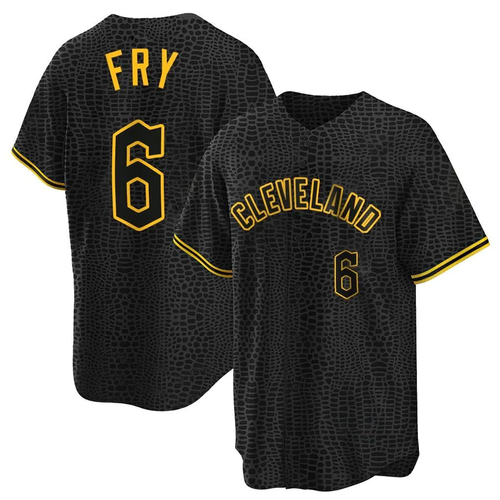 Friene C.Guardians #6 David Fry Player Black Snake Skin City Home Game Stitched Jerseys