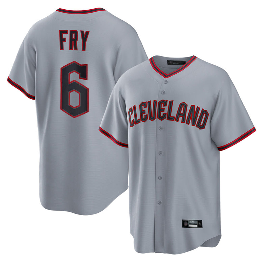 Friene C.Guardians #6 David Fry Player Gray Home Game Stitched Jerseys