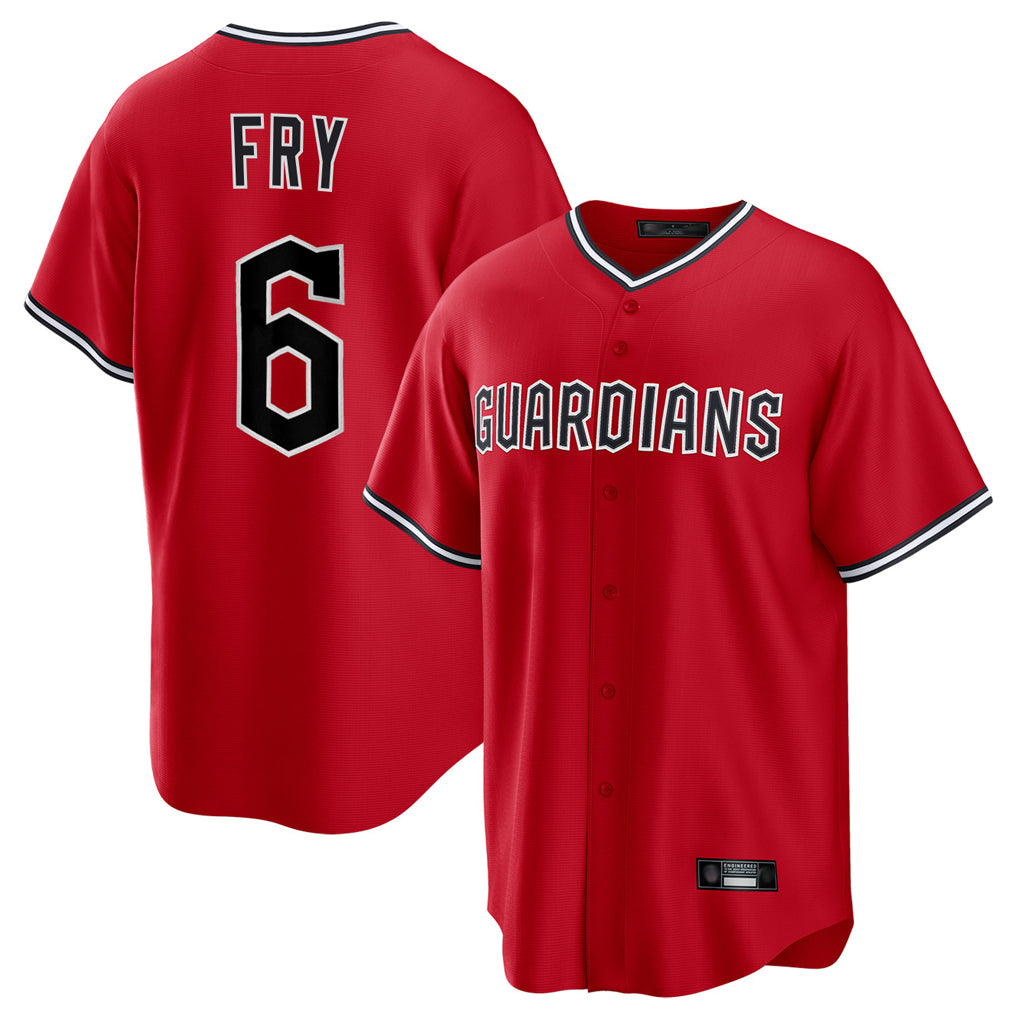 Friene C.Guardians #6 David Fry Player Red Home Game Stitched Jerseys