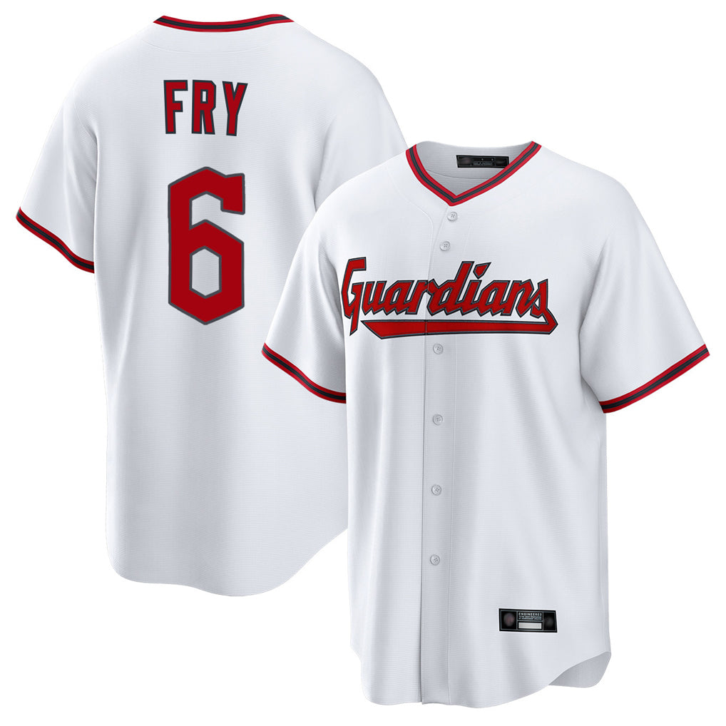 Friene C.Guardians #6 David Fry Player White Game Home Stitched Jerseys