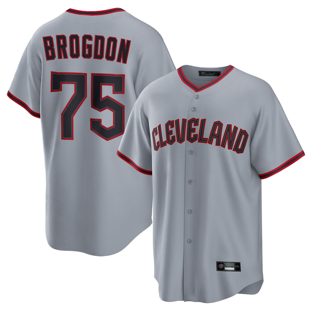 Friene C.Guardians #75 Connor Brogdon Player Gray Home Game Stitched Jerseys