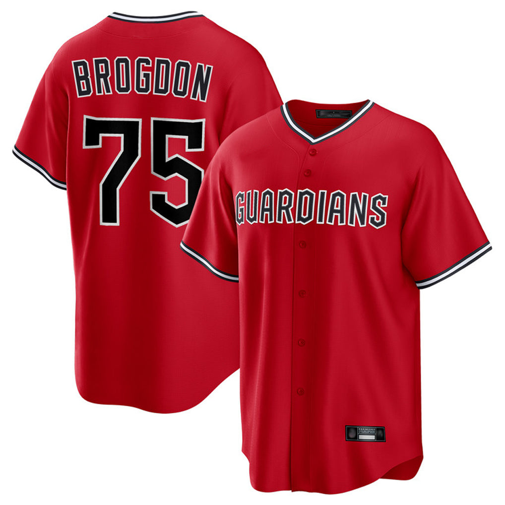 Friene C.Guardians #75 Connor Brogdon Player Red Home Game Stitched Jerseys