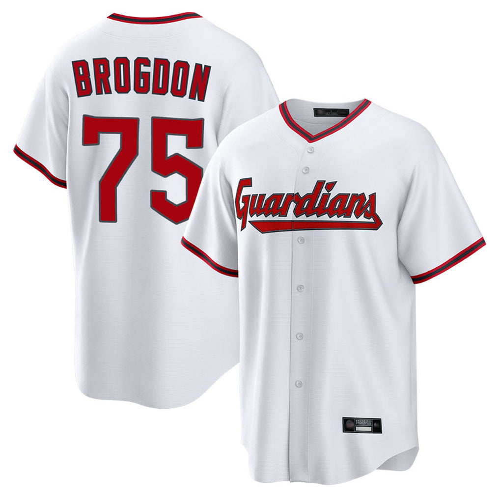 Friene C.Guardians #75 Connor Brogdon Player White Game Home Stitched Jerseys