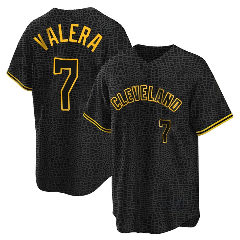 Friene C.Guardians #7 George Valera Player Black Snake Skin City Home Game Stitched Jerseys