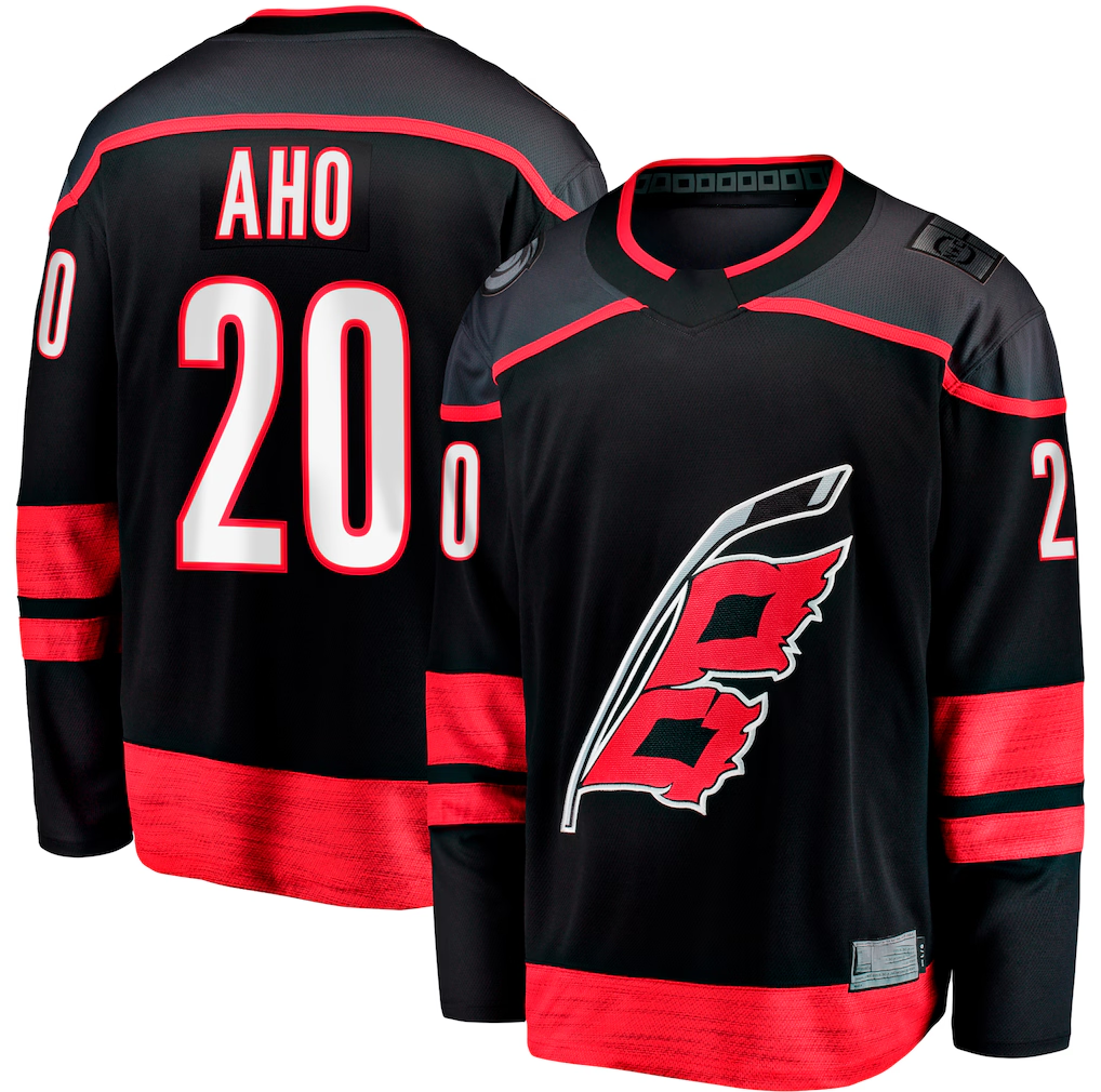 Friene C.Hurricanes #20 Sebastian Aho Black Home Breakaway Stitched Jerseys