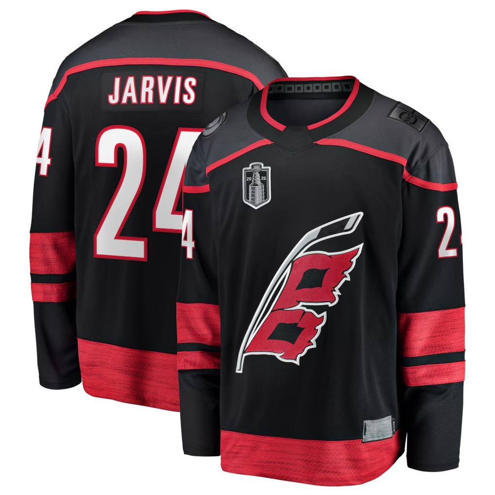 Friene C.Hurricanes #24 Seth Jarvis Black 2026 Stanley Cup Final Home Breakaway Stitched Jerseys