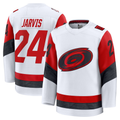 Friene C.Hurricanes #24 Seth Jarvis White Away Premium Stitched Jerseys