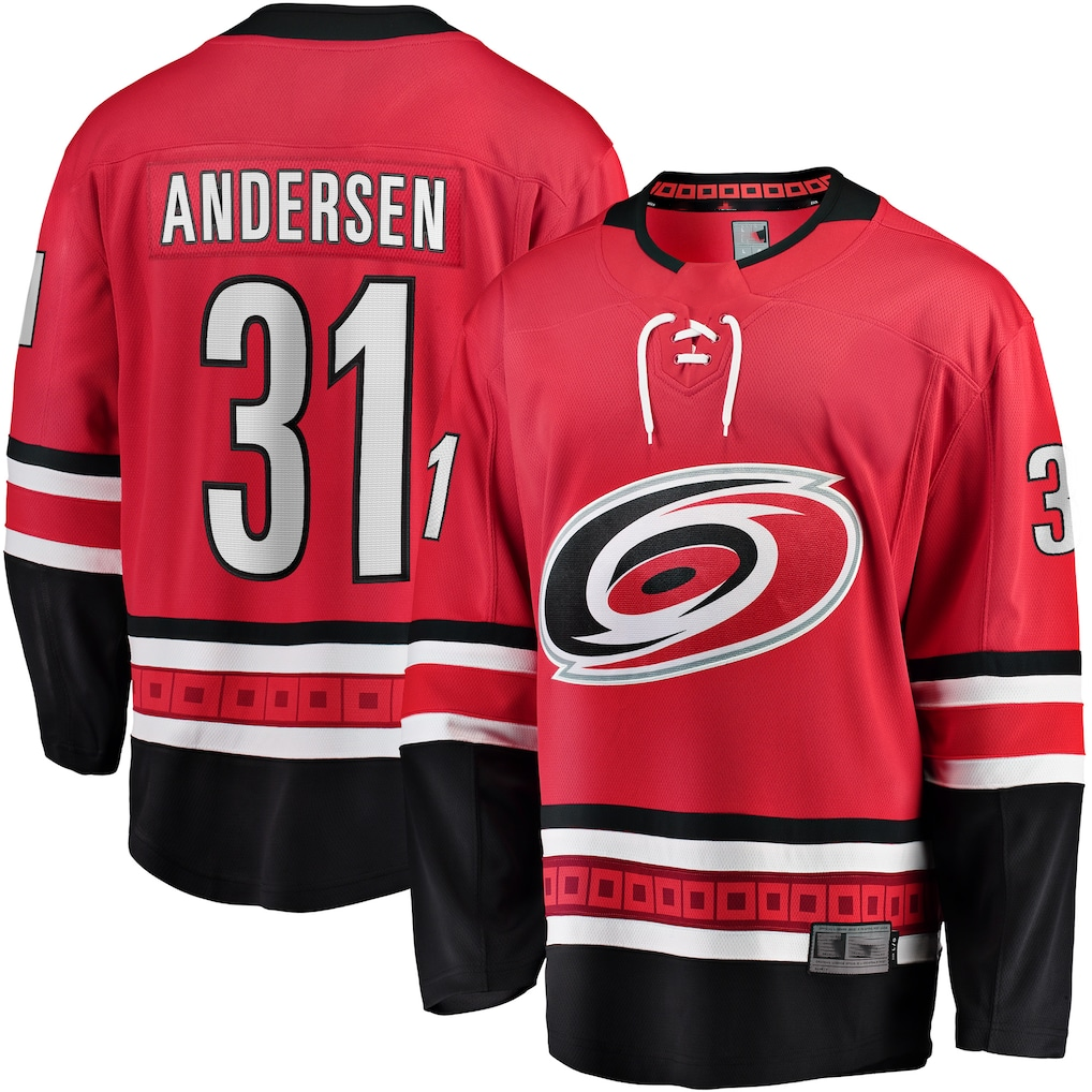 Friene C.Hurricanes #31 Frederik Andersen Red Alternate Breakaway Player Stitched Jerseys