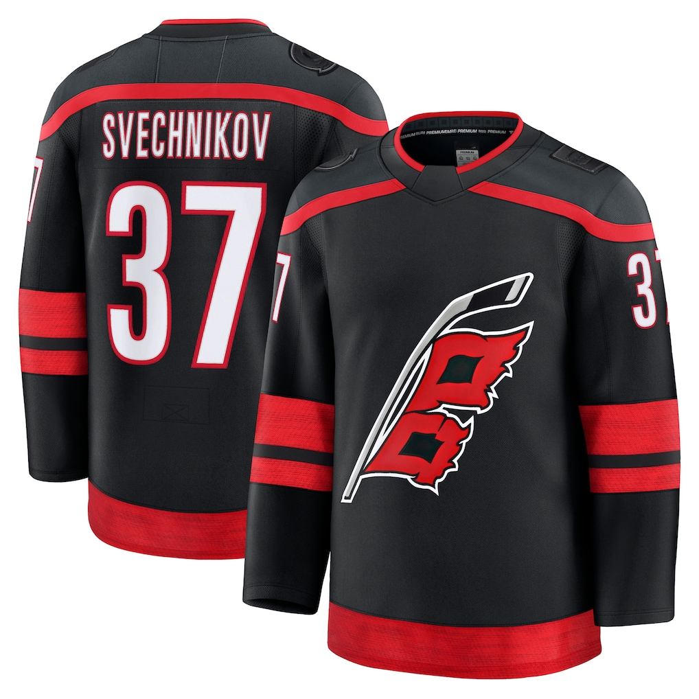 Friene C.Hurricanes #37 Andrei Svechnikov Black Home Premium Stitched Jerseys