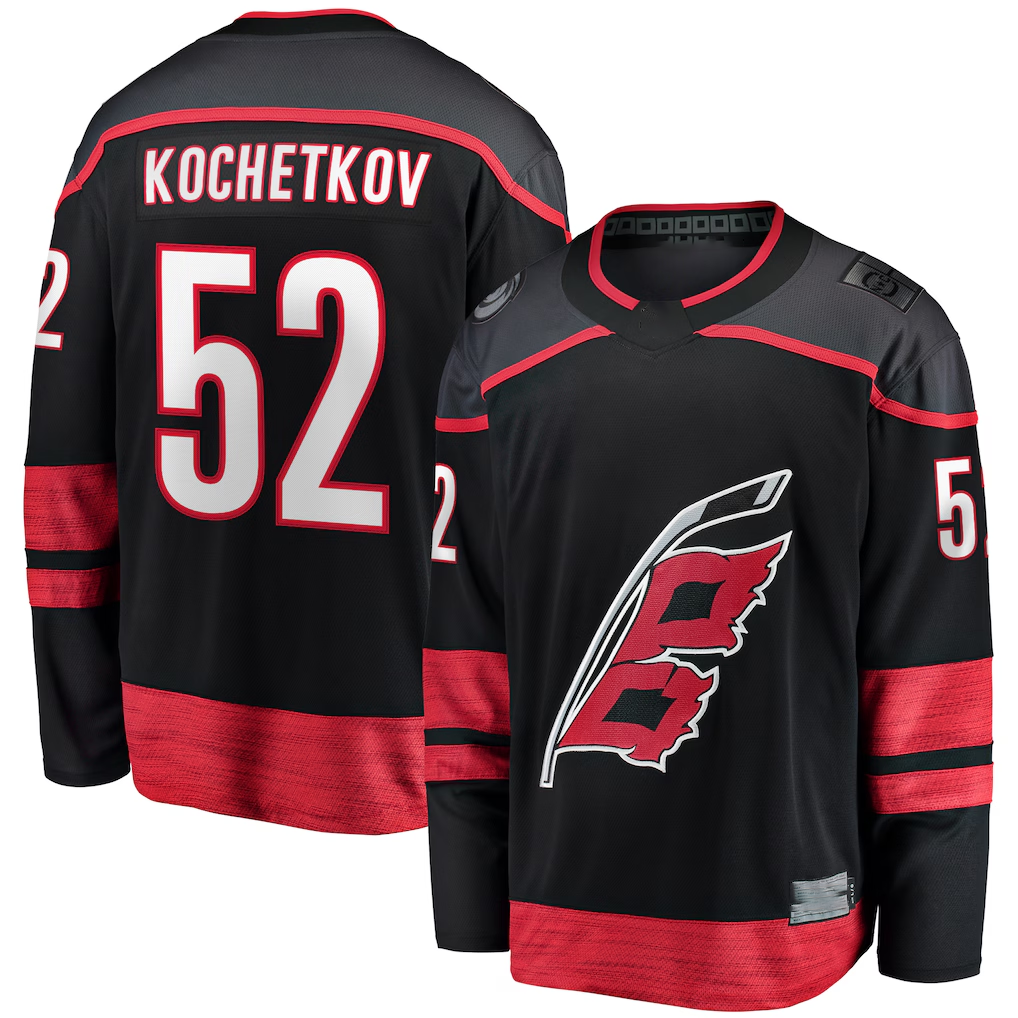 Friene C.Hurricanes #52 Pyotr Kochetkov Black Home Premier Breakaway Player Stitched Jerseys