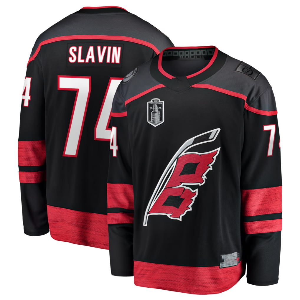 Friene C.Hurricanes #74 Jaccob Slavin Black 2026 Stanley Cup Final Home Breakaway Stitched Jerseys