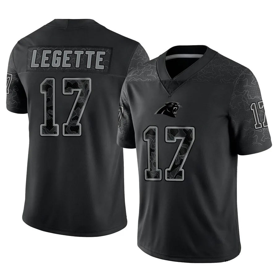 Friene C.Panthers #17 Xavier Legette Player Black REFLECTIVE Limited Stitched Jerseys