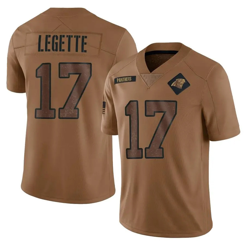 Friene C.Panthers #17 Xavier Legette Player Brown Salute To Service Limited Stitched Jerseys