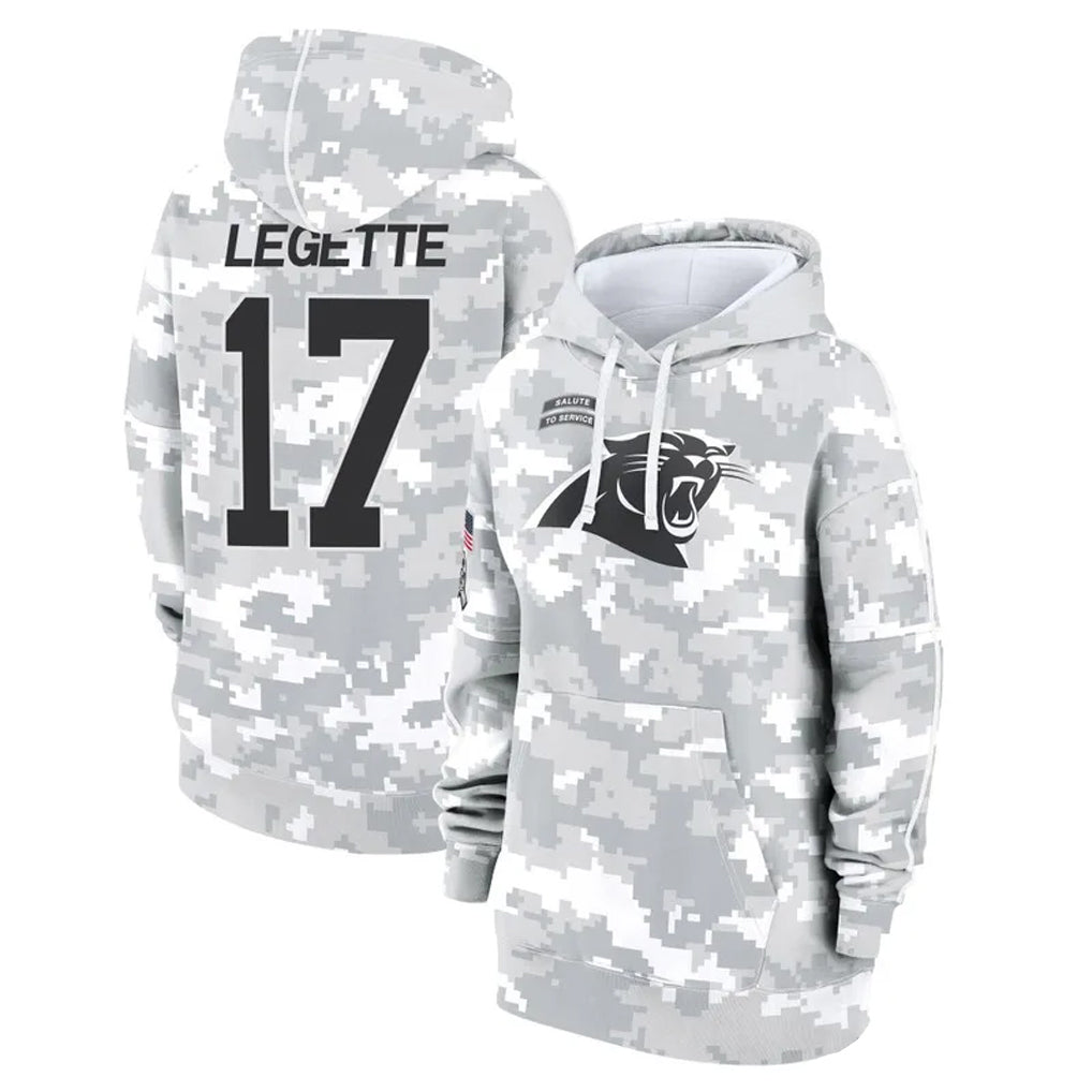 Friene C.Panthers #17 Xavier Legette Player Arctic Camo Salute to Service Hoodies Stitched Jerseys