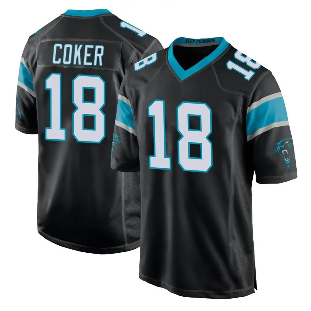 Friene C.Panthers #18 Jalen Coker Player Black Game Stitched Jerseys