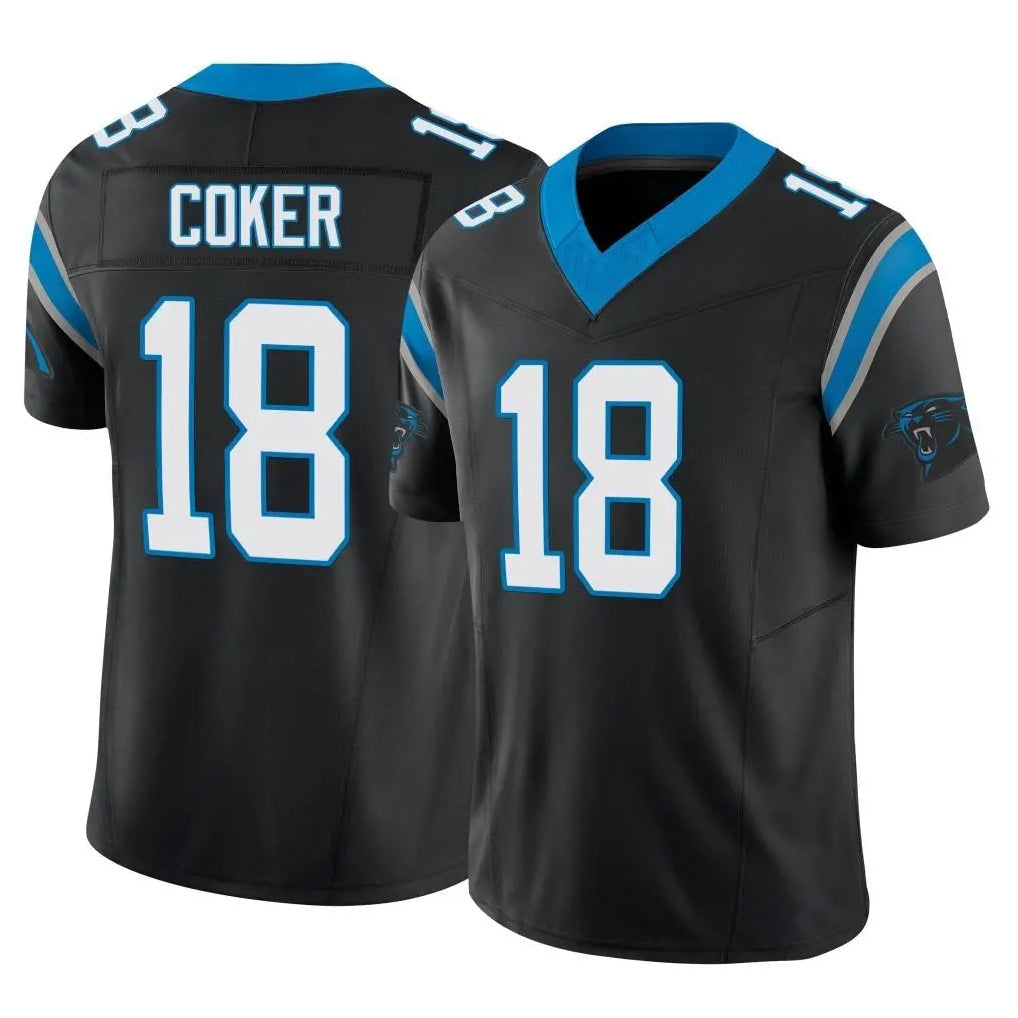 Friene C.Panthers #18 Jalen Coker Player Black Vapor F.U.S.E. Limited Home Game Stitched Jerseys