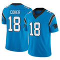 Friene C.Panthers #18 Jalen Coker Player Blue Vapor F.U.S.E. Limited Home Game Stitched Jerseys