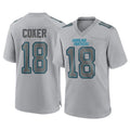 Friene C.Panthers #18 Jalen Coker Player Gray Atmosphere Fashion Game Stitched Jerseys