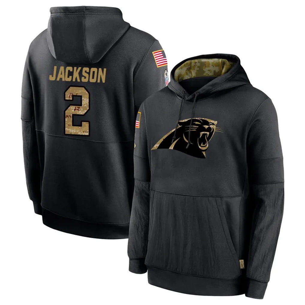 Friene C.Panthers #2 Michael Jackson Player Black Salute to Service Pullover Hoodies Limited Game Stitched Jerseys