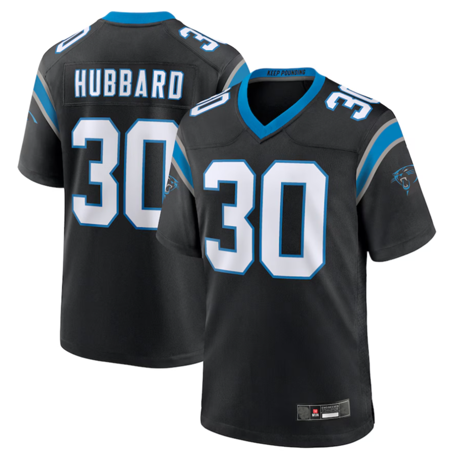 Friene C.Panthers #30 Chuba Hubbard Player Black Team Game Stitched Jerseys