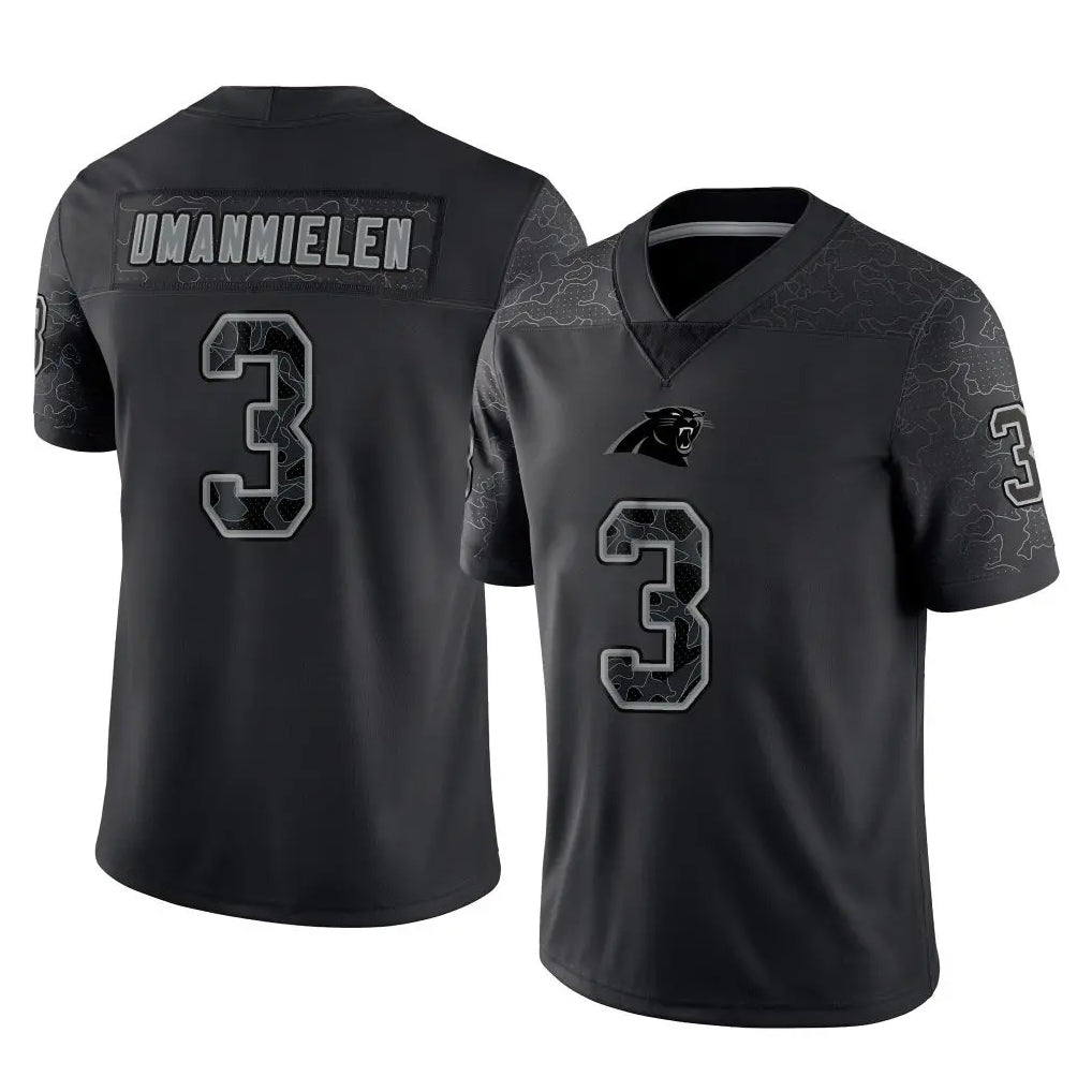 Friene C.Panthers #3 Princely Umanmielen Player Black Limited Reflective Game Stitched Jerseys