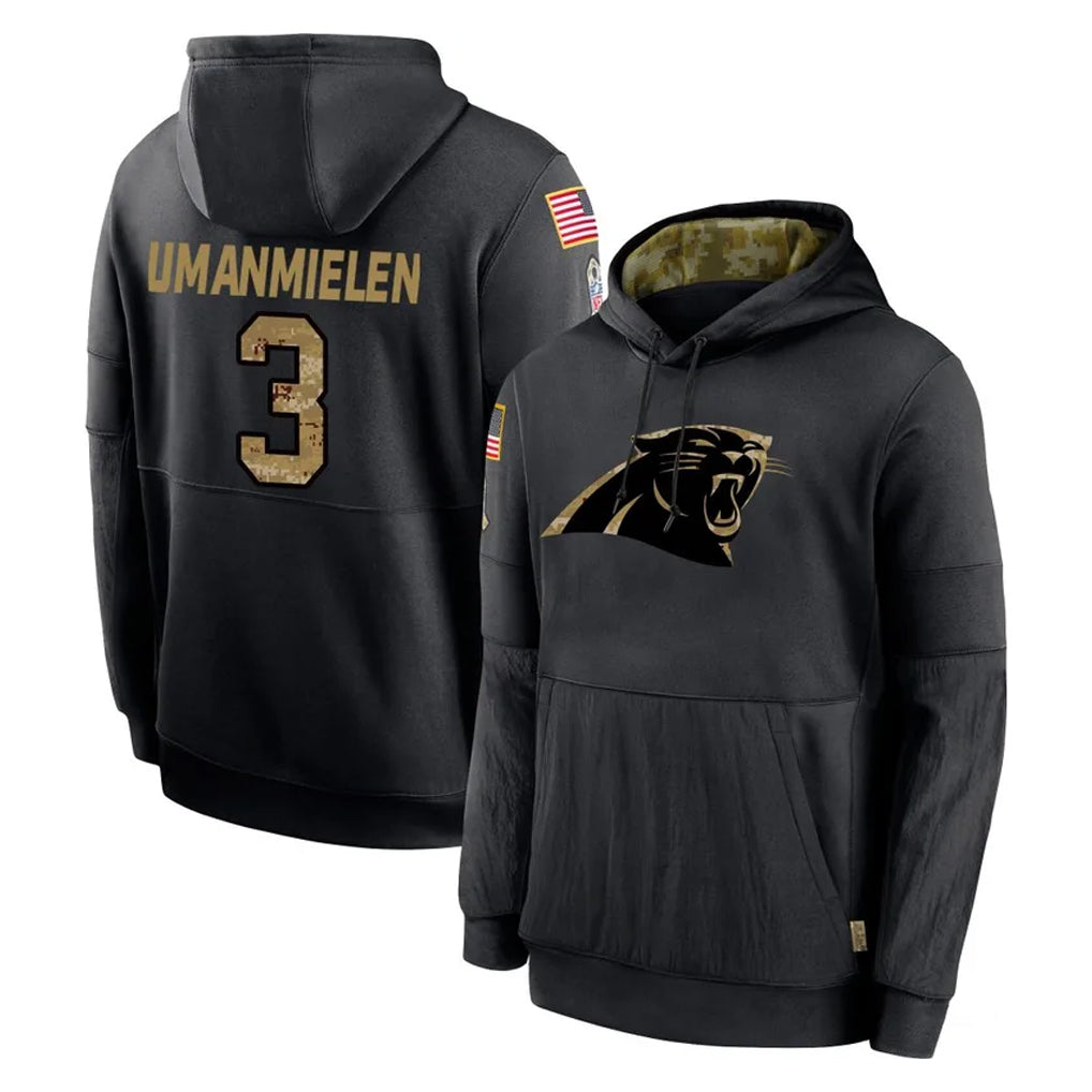 Friene C.Panthers #3 Princely Umanmielen Player Black Salute to Service Pullover Hoodies Limited Game Stitched Jerseys