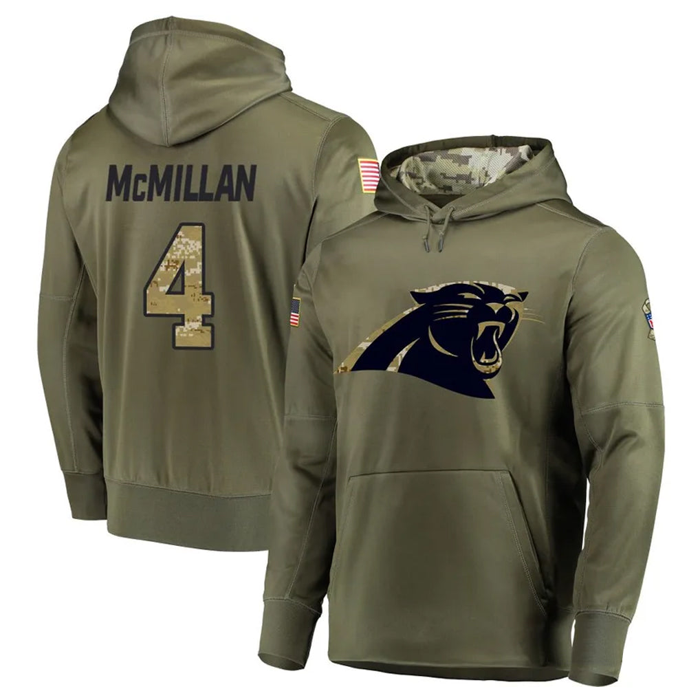 Friene C.Panthers #4 Tetairoa McMillan Player Olive Salute to Service Limited Hoodies Stitched Jerseys