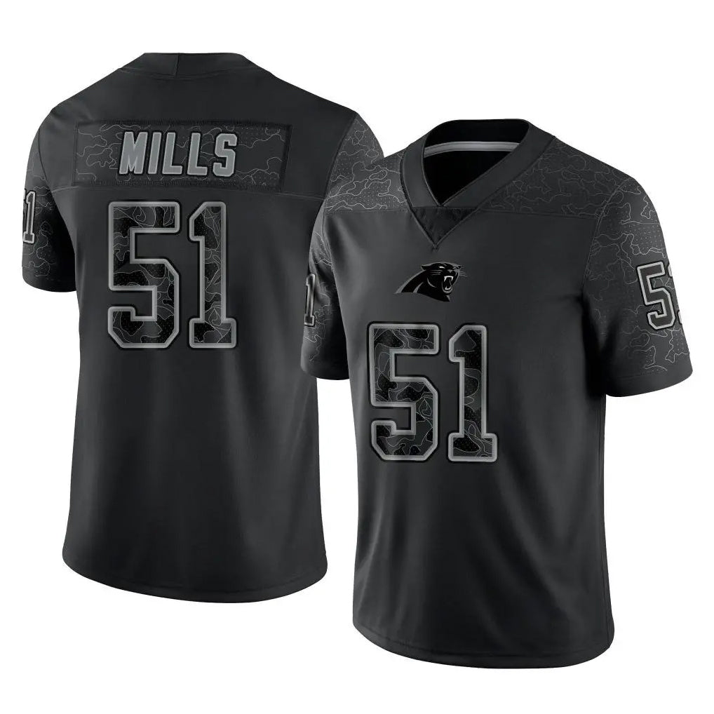 Friene C.Panthers #51 Sam Mills Player Black Limited Reflective Game Stitched Jerseys