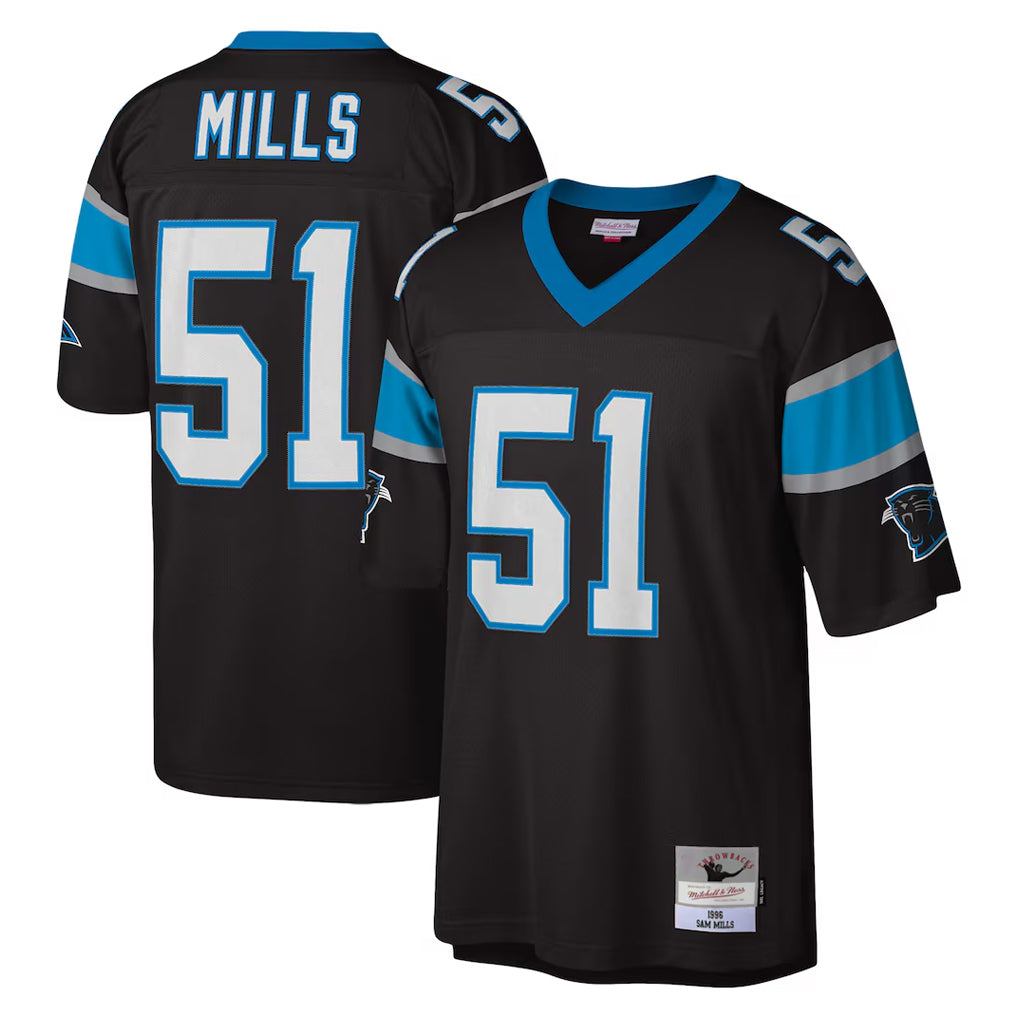 Friene C.Panthers #51 Sam Mills Player Black Mitchell & Ness Legacy Replica Stitched Jerseys