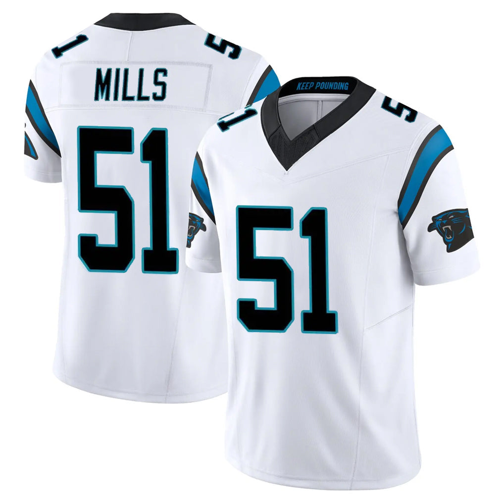 Friene C.Panthers #51 Sam Mills Player White Vapor F.U.S.E. Limited Home Game Stitched Jerseys