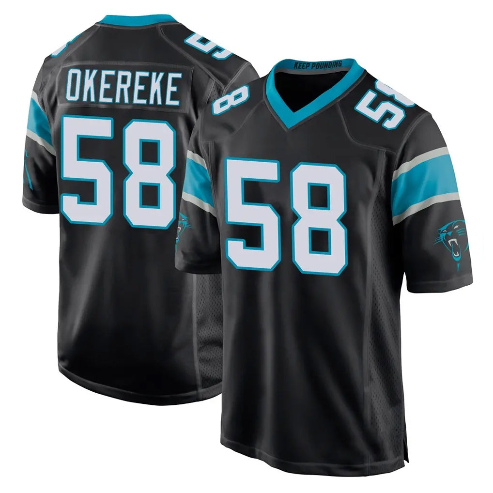 Friene C.Panthers #58 Bobby Okereke Player Black Home Game Stitched Jerseys