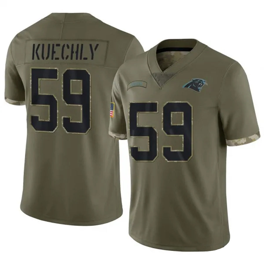 Friene C.Panthers #59 Luke Kuechly Player Salute To Service Olive Stitched Jerseys