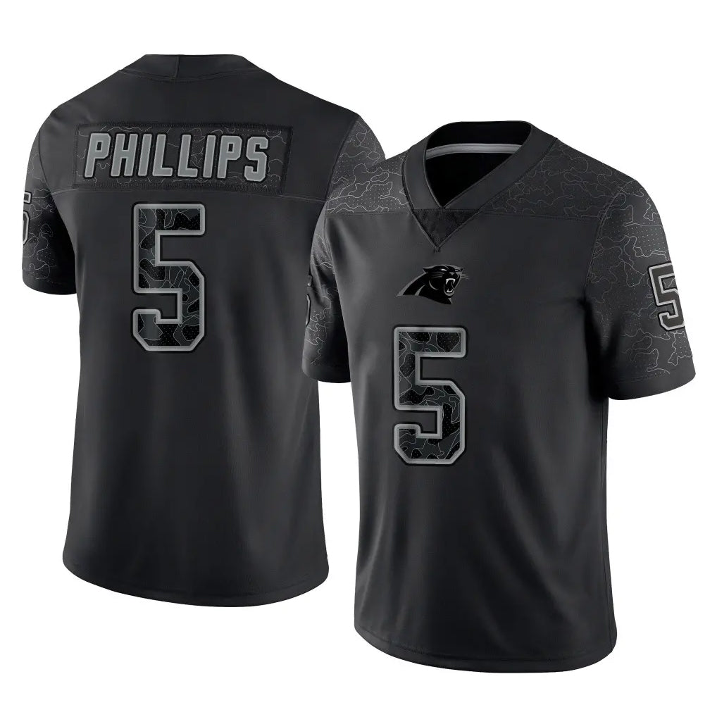 Friene C.Panthers #5 Jaelan Phillips Player Black Limited Reflective Game Stitched Jerseys