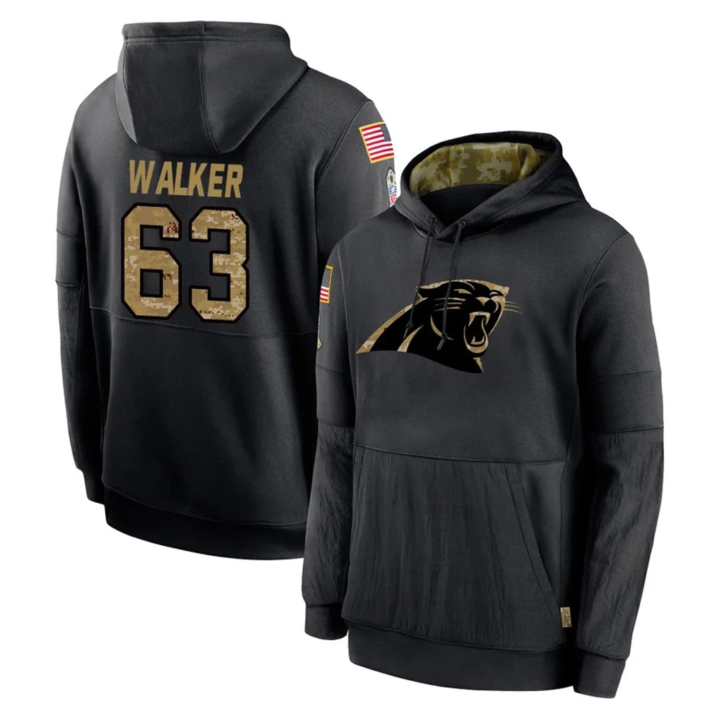 Friene C.Panthers #63 Rasheed Walker Player Black Salute to Service Pullover Hoodies Limited Game Stitched Jerseys
