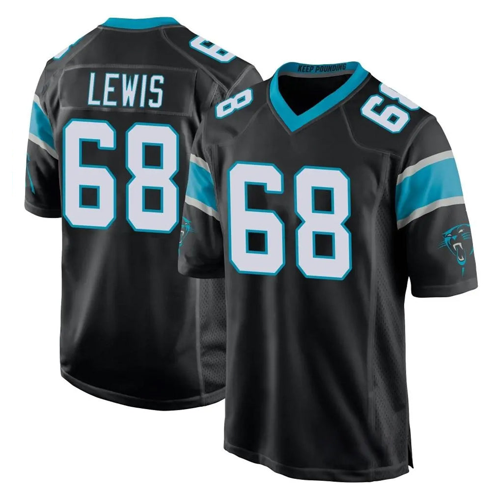 Friene C.Panthers #68 Damien Lewis Player Black Home Game Stitched Jerseys