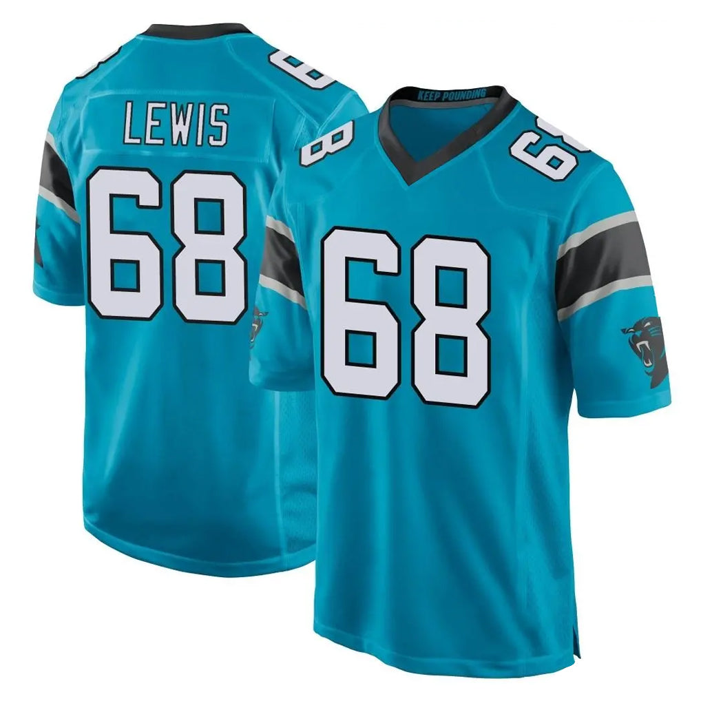 Friene C.Panthers #68 Damien Lewis Player Blue Game Stitched Jerseys