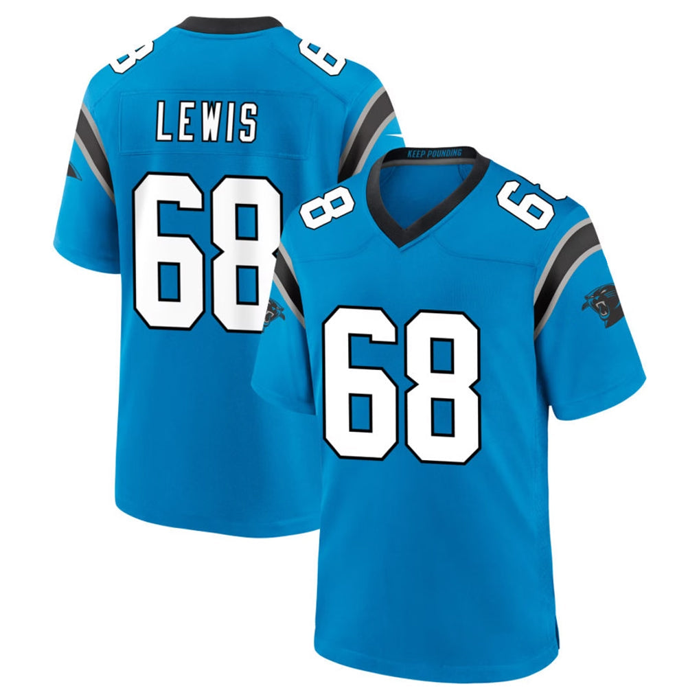Friene C.Panthers #68 Damien Lewis Player Blue Home Game Stitched Jerseys