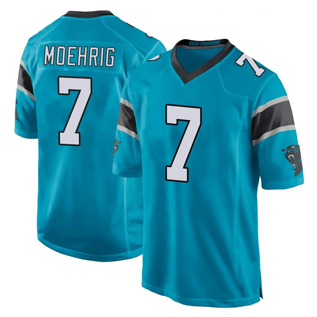 Friene C.Panthers #7 Tre'von Moehrig Player Blue Game Stitched Jerseys