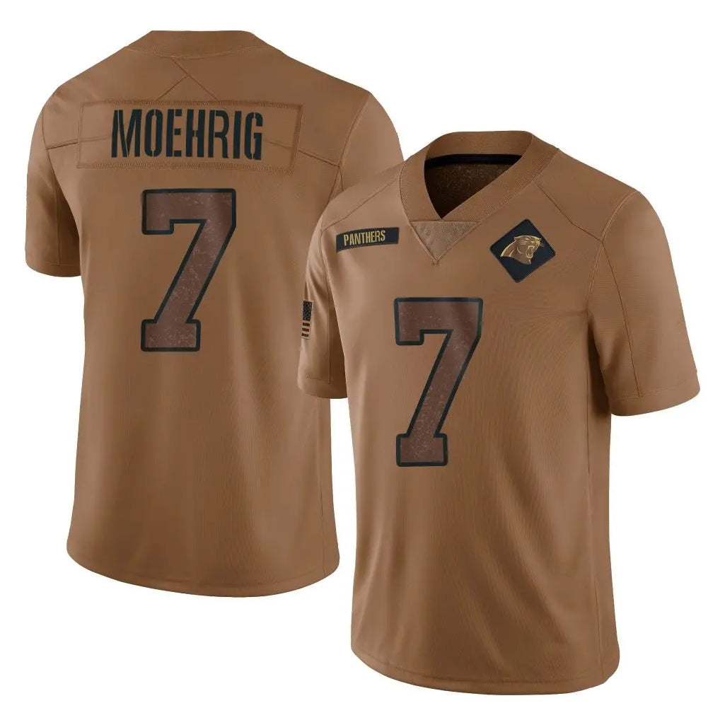 Friene C.Panthers #7 Tre'von Moehrig Player Brown Salute to Service Limited Stitched Jerseys