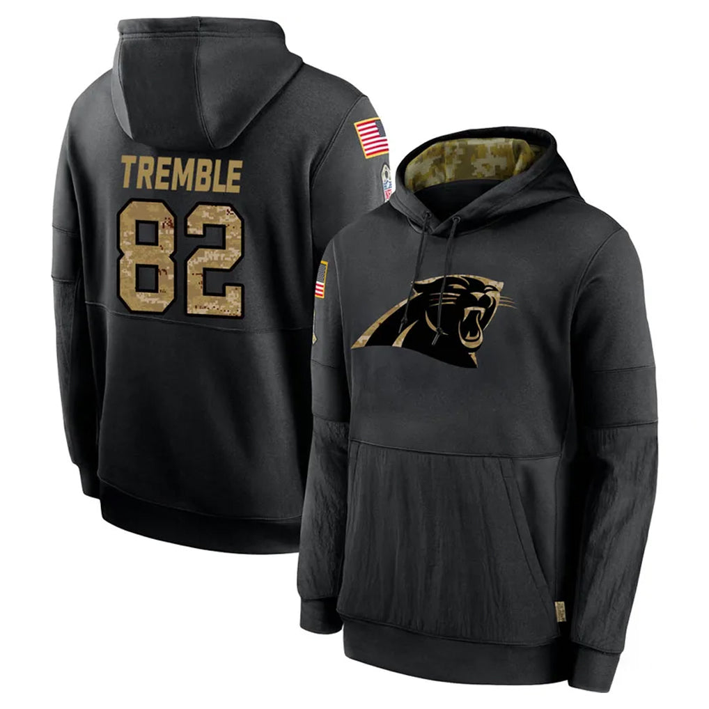 Friene C.Panthers #82 Tommy Tremble Player Black Salute to Service Pullover Hoodies Limited Game Stitched Jerseys