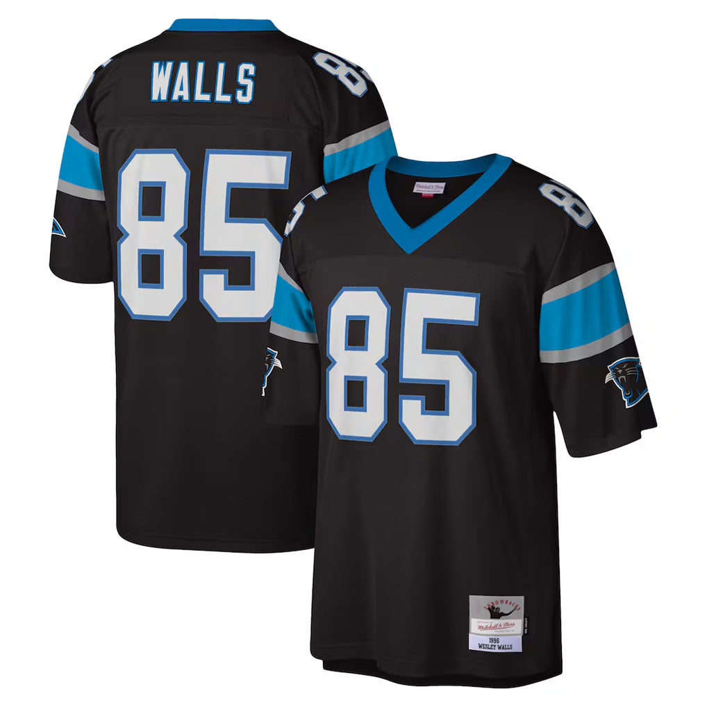 Friene C.Panthers #85 Wesley Walls Player Black Mitchell & Ness Legacy Replica Stitched Jerseys