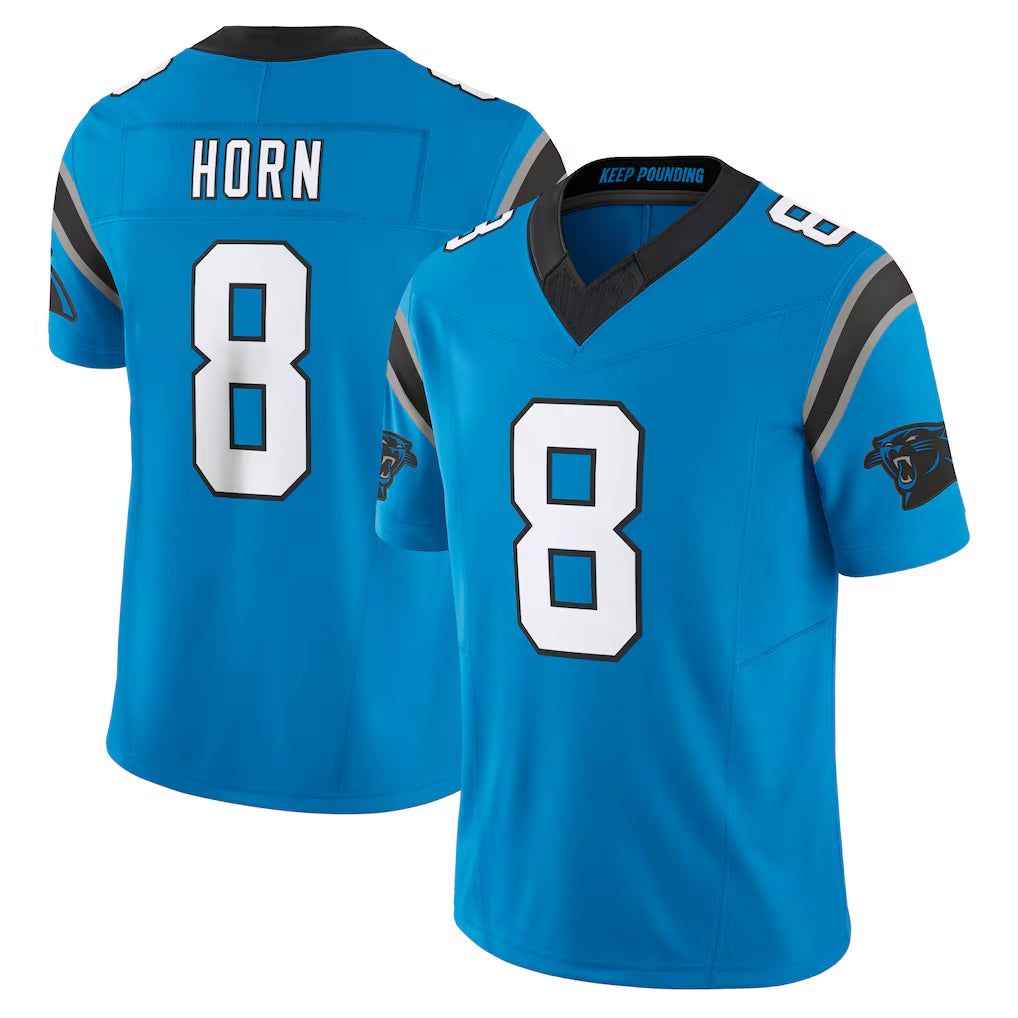 Friene C.Panthers #8 Jaycee Horn Player Blue Vapor F.U.S.E. Limited Home Game Stitched Jerseys