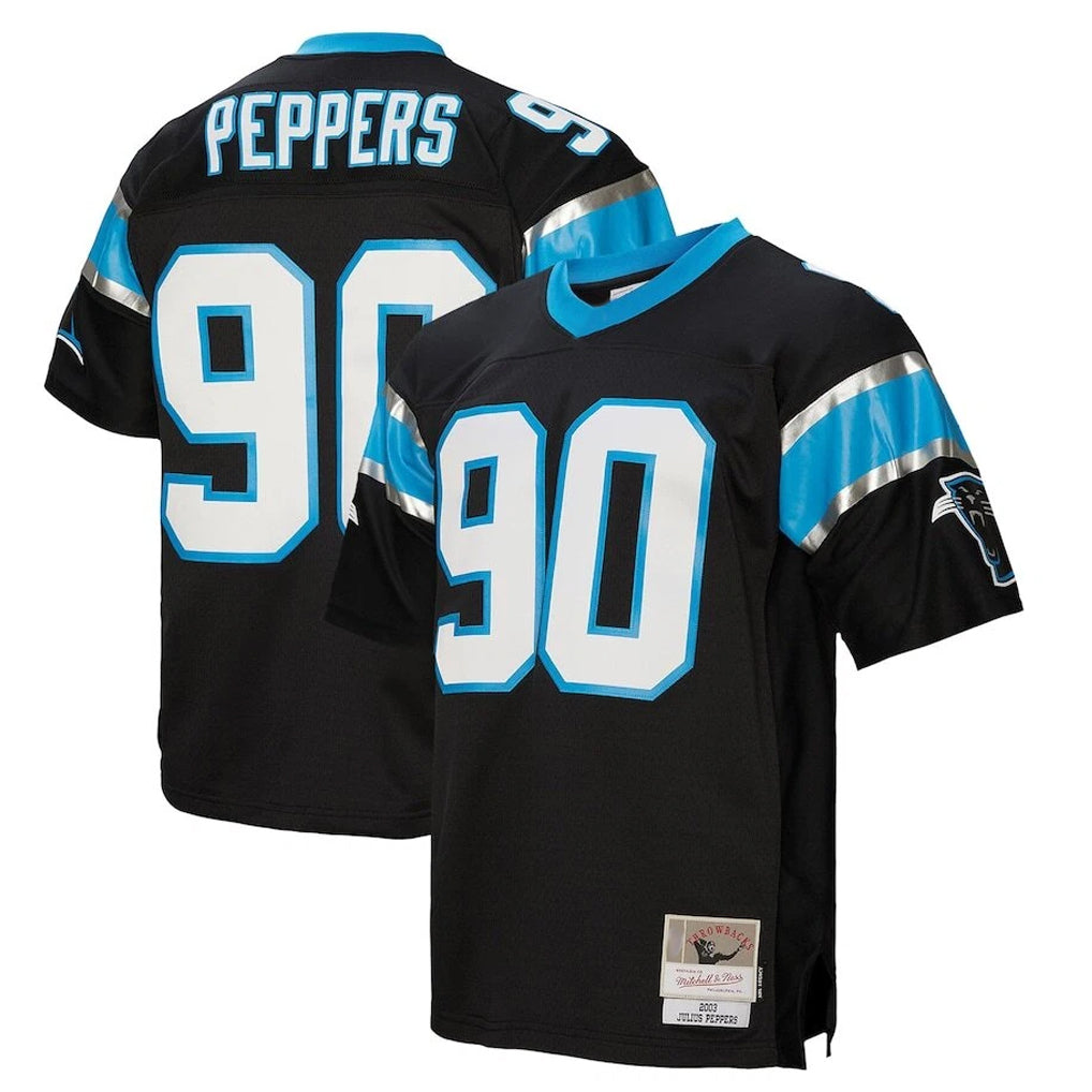 Friene C.Panthers #90 Julius Peppers Player Black Mitchell & Ness Legacy Replica Stitched Jerseys