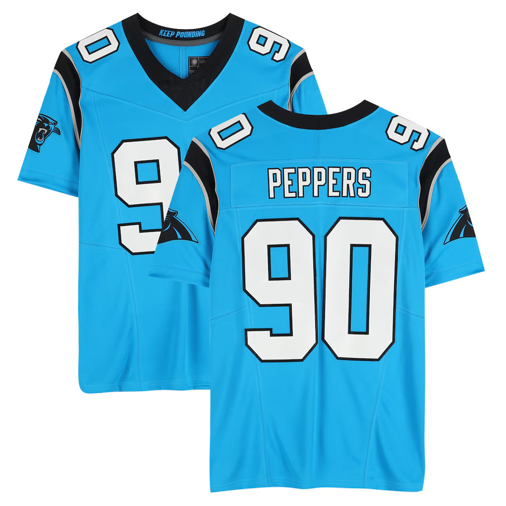Friene C.Panthers #90 Julius Peppers Player Blue Mitchell & Ness Legacy Replica Stitched Jerseys
