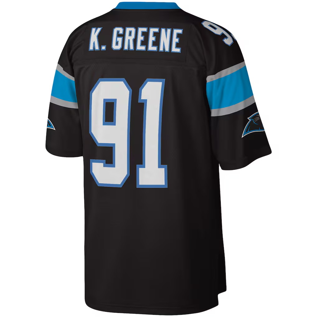 Friene C.Panthers #91 Kevin Greene Mitchell & Ness Black Legacy Replica Stitched Jerseys