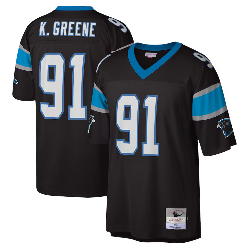 Friene C.Panthers #91 Kevin Greene Player Black Mitchell & Ness Legacy Replica Stitched Jerseys