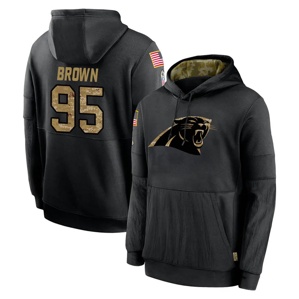 Friene C.Panthers #95 Derrick Brown Player Black Salute to Service Pullover Hoodies Limited Game Stitched Jerseys