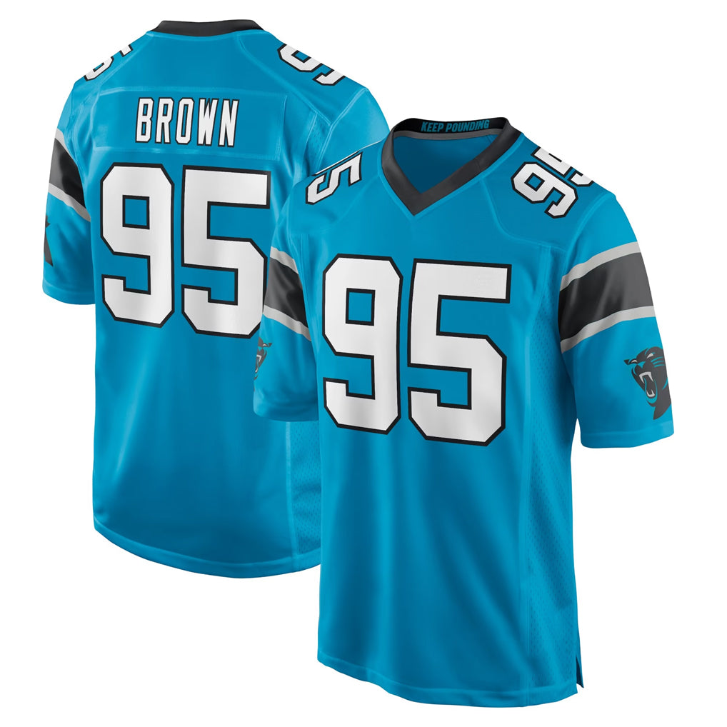 Friene C.Panthers #95 Derrick Brown Player Blue Game Stitched Jerseys